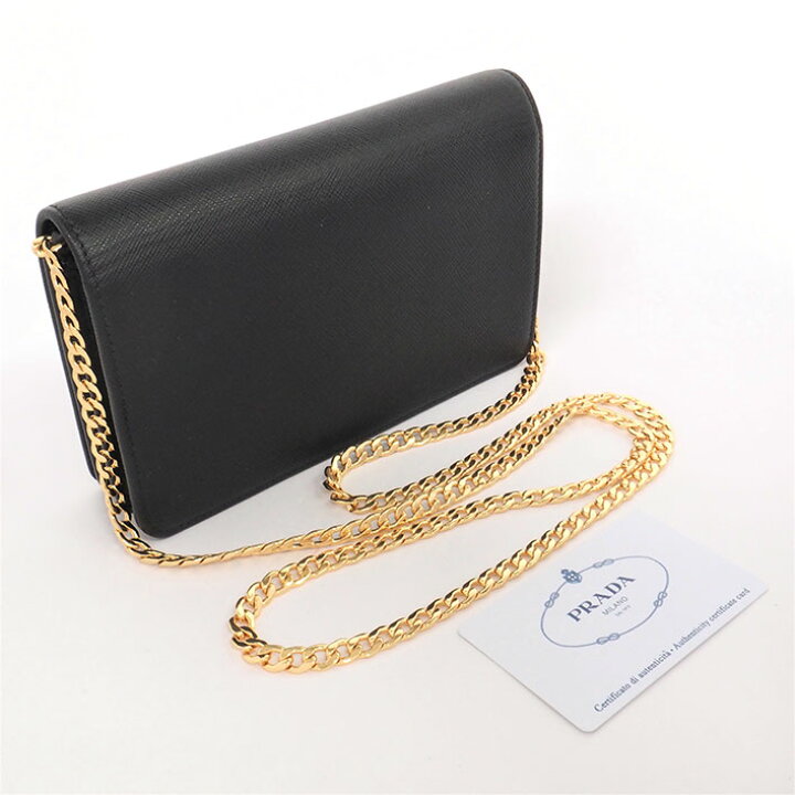 美品✨プラダ♡チェーンウォレット ショルダー長財布 サフィアーノ 