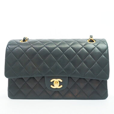 【美品】シャネルWフラップWチェーンショルダー25ゴールド金具マトラッセA01112レディース【ショルダーバッグ】