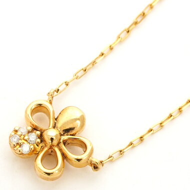 Yeondish Pavé Diamond & Ruby Style Flower Motif Reversible Pendant Necklace 10K Yellow Gold [Used] [Pendant]