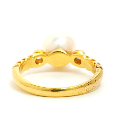 [Used] Christian Dior Melle Diamond 1P Pearl Ring 18K Yellow Gold 9 [Ring]