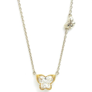 【中古】スタージュエリーキュービックジルコニアダブルバタフライモチーフシルバー/18金イエローゴールド【ペンダント】