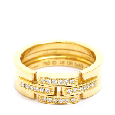 【中古】【新品仕上げ済み】カルティエパヴェダイヤモンドマイヨンパンテールリング18金イエローゴールド48【指輪】