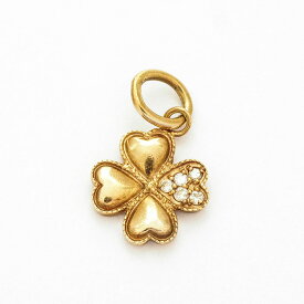 [Used] Agat Pave Diamond Four Leaf Clover 10K Pink Gold [Pendant Top] [GOODA]