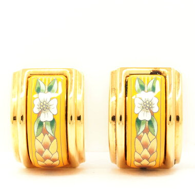【中古】エルメスエマイユ麦花クリップタイプ【イヤリング】