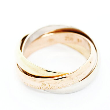 【中古】【新品仕上げ済み】カルティエトリニティリング18金ホワイトゴールド/18金イエローゴールド/18金ピンクゴールド51【指輪】