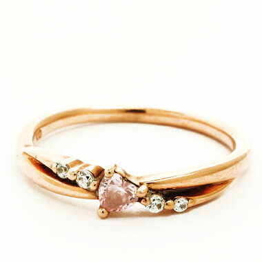 [Used] Yonde Sea Heart Shape Pink Tourmaline Style Gem Gem Ring 10K Pink Gold No. 8 [Ring]