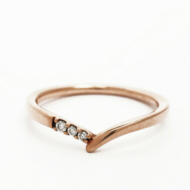 [Used] Yondoshi 3P Diamond V Ring 10K Pink Gold No. 8 [Ring]