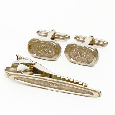 [Saham baru] [Digunakan] tanda logo Burberry tiepin / cuff set [tiepin]