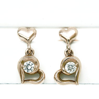 [GOODA posted] [New arrival products] [Used] Star Jewelry 1P Diamond Heart Motif Stud Type 10K Pink Gold [Pierce]