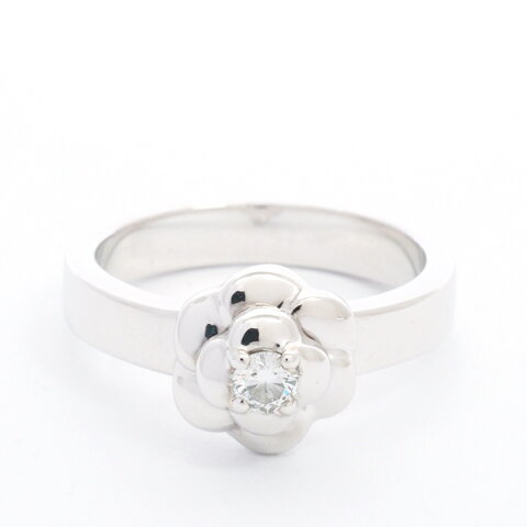 シャネル 指輪 リング カメリアモチーフ 1P ダイヤモンドリング 18金ホワイトゴールド 9号 ブランド CHANEL ギフト プレゼント 中古 ご褒美 クリスマス 冬