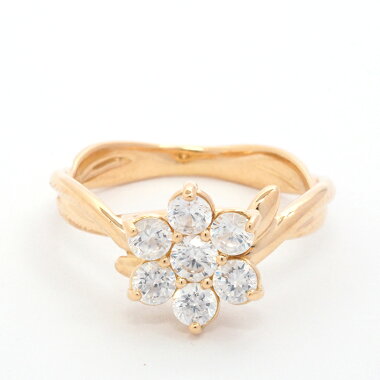 Star jewelry flower motif diamond ring 18K yellow gold No. 8 [ring]