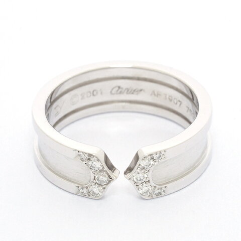 【新品仕上げ済み】カルティエ 2C C2 ロゴ パヴェダイヤモンドリング 18金ホワイトゴールド 54【指輪】