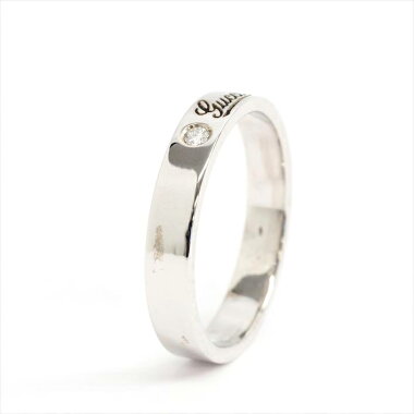 GUCCIグッチ2Pダイヤモンド筆記体ロゴバンドリング【新品仕上げ済み/中古】リングアクセサリーギフトプレゼント母の日