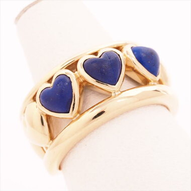 【新品仕上げ済み】YvesSaintLaurentイヴ・サンローランラピスラズリ風ハート石付き透かしリングK18YG9号【中古】レディースリング