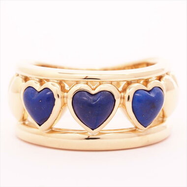【新品仕上げ済み】YvesSaintLaurentイヴ・サンローランラピスラズリ風ハート石付き透かしリングK18YG9号【中古】レディースリング