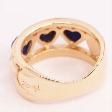 【新品仕上げ済み】YvesSaintLaurentイヴ・サンローランラピスラズリ風ハート石付き透かしリングK18YG9号【中古】レディースリング