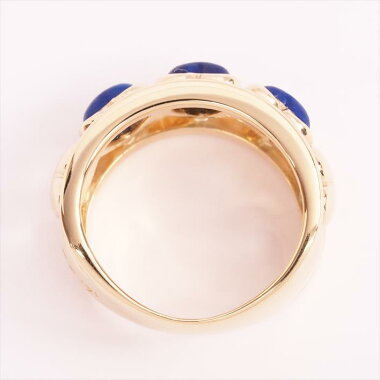 【新品仕上げ済み】YvesSaintLaurentイヴ・サンローランラピスラズリ風ハート石付き透かしリングK18YG9号【中古】レディースリング