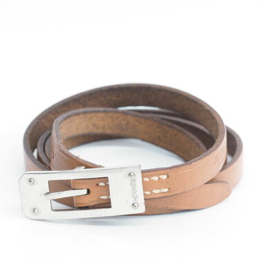 Hermes Kelly Buckle Bracelet Brown x Silver Color [Used] [Bracelet]