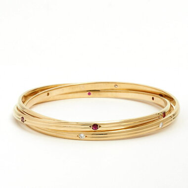 [New Finished] Cartier Trinity Diamond Sapphire Ruby Triple Bangle Bracelet K18YG [Used] [Bangle]