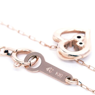 ヨンドシー2PダイヤモンドハートペンダントネックレスK10PG【中古】【ペンダント】