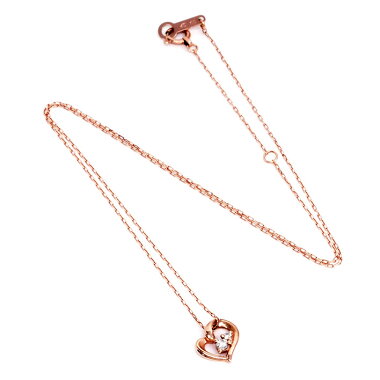 ヨンドシー2PダイヤモンドハートペンダントネックレスK10PG【中古】【ペンダント】