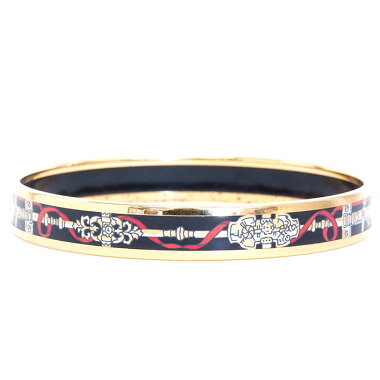 Hermes Emmaille Bangle Bracelet Black x Gold Color [Used] [Bangle]