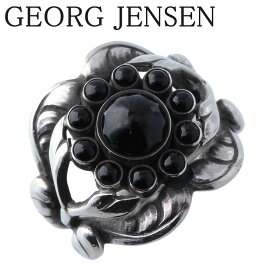 ジョージジェンセン #10 オニキス リング フラワー 10号 シルバー 925 DENMARK GEORG JENSEN【中古】16264