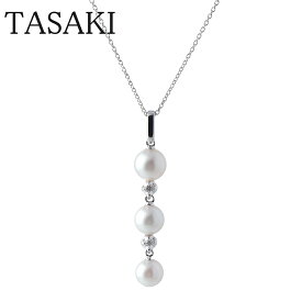 タサキ パール ダイヤ ネックレス アコヤパール6.1mm～7.0mm ダイヤ0.02ct 750WG 42cm 新品仕上げ済 田崎 TASAKI【中古】16915