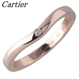 カルティエ ダイヤ リング バレリーナ ウェディング カーブ 3PD #48 幅2.1mm Au750PG 新品仕上げ済 Cartier【中古】21700