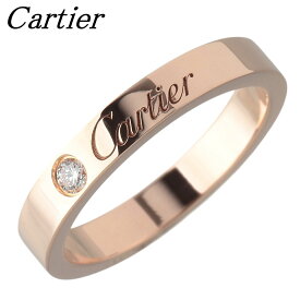 カルティエ ダイヤ リング エングレーブド Cドゥカルティエ 1PD #49 幅3.0mm 750PG 新品仕上げ済 Cartier【中古】21760