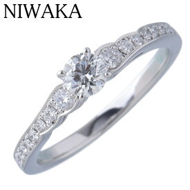俄 ダイヤ リング 花麗 0.255ct 約10号 Pt950 新品仕上げ済 ニワカ NIWAKA【中古】26251