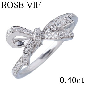 ローズヴィフ リボン ダイヤ リング 14号弱 0.40ct K18WG 新品仕上げ済 ROSE VIF【中古】26500