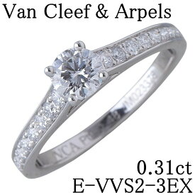 ヴァンクリーフ&アーペル ダイヤ リング ロマンス ソリティア 0.31ct E-VVS2-3EX #48 Pt950 GIA鑑定書 箱 新品仕上げ済 VanCleef&Arpels VCA【中古】27269