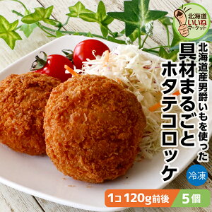 冷凍 惣菜 大きなコロッケ 具材まるごと ホタテコロッケ 5個 600g(120g×5) 送料無料 ホタテ 北海道産 男爵イモ をたっぷり使用 長期間 低温で熟成された甘み豊かなじゃがいも 箱館ふるさと 男