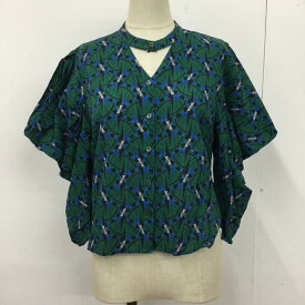 JEANASIS ジーナシス 七分袖 シャツ、ブラウス Shirt, Blouse JS064023CF アフリカンガラショートブラウス ノーカラーシャツ 前開きシャツカットソー 総柄【USED】【古着】【中古】10100281