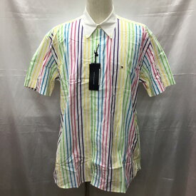 TOMMY HILFIGER トミーヒルフィガー 半袖 シャツ、ブラウス Shirt, Blouse 11-2117700 ボタンダウン コットン ストライプ【USED】【古着】【中古】10111606