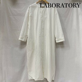 古着 LABORATORY ノーカラー シャツワンピース ドロップショルダー リネン混 white レディース FREE ISItems【USED】【古着】【中古】50163200
