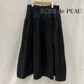 古着 ROBE de PEAU ローブデポー CAMILLE GATHERED SKIRT オーガニックコットン 切り替えギャザー black 日本製 レディース - ISItems【USED】【古着】【中古】50163402