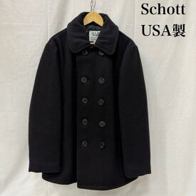ショット 90s 740N USA製 PEA COAT 10ボタン仕様 裏地キルティング(中綿入り) black SIZE:40(L～XL) メンズ 40 ISItems【USED】【古着】【中古】50163431
