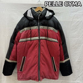 古着 PELLE CYMA 羊革 牛革 レザー ナイロン コンビ ダウン ジャケット メンズ L ISItems【USED】【古着】【中古】50163468
