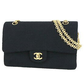 【ヴィンテージ】 シャネル ショルダーバッグ ダブルフラップ チェーンショルダーバッグ マトラッセ 25 コットンジャージー キャンバス ブラック 黒 フラップバッグ CHANEL シャネル チェーンバッグ レディース ココマーク ハンドバッグ バック BAG ブランド 美品 中古