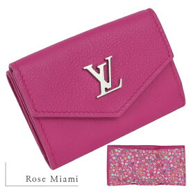 【10%OFF】 ルイヴィトン 三つ折り ポルトフォイユ ロックミニ カーフレザー ロックミー ミニ パンチピンク ／ ローズマイアミ フラワー 花柄 ミニ LOUIS VUITTON ルイヴィトン ミニウォレット 小さい コンパクト プレゼント