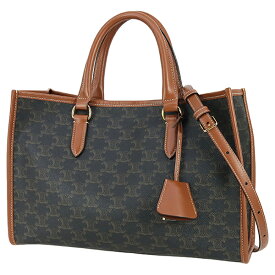 【美品】 セリーヌ ショルダーバッグ ミニ ホリゾンタルカバ トリオンフキャンバス カーフレザー タン ブラウン 2WAYバッグ セリーヌ トートバッグ CELINE セリーヌ ハンドバッグ レディース ロゴ クロスボディバッグ ハンドバック バック HANDBAG BAG ブランド 中古