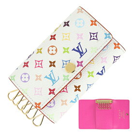 【新品】 ルイヴィトン キーケース 6連 LV × TM ミュルティクレ6 村上隆コラボ モノグラム マルチカラー ホワイト ピンク レザー ルイヴィトン 6連キーケース LOUIS VUITTON ルイヴィトン キーホルダー レディース キーリング 6本 鍵入れ ホック式 ブランド