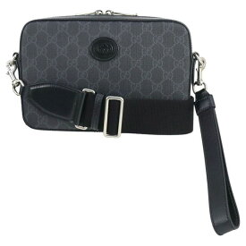 【10%OFF】 グッチ ショルダー インターロッキングG クロスボディ GG スプリーム レザー ブラック グレー グッチ セカンド GUCCI グッチ ハンド 2WAY GGロゴ ポシェット クラッチ ハンドバック バック HANDBAG BAG