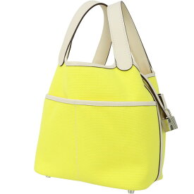 【未使用品】 エルメス ピコタンロック PM / 18 ポケット トワルゴエラン スイフト ジョーヌシトロン ナタ シルバー金具 エルメス ハンドバッグ HERMES エルメス トートバッグ レディース メンズ キャンバス レザー エルメス ピコタン PM カーゴ ミニトート ブランド