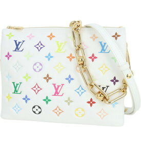 【美品】 ルイヴィトン ショルダーバッグ LV × TM クッサン PM 村上隆コラボ モノグラム ラムレザー マルチカラー ホワイト 2WAYバッグ ミニバッグ LOUIS VUITTON ルイヴィトン ハンドバッグ レディース クロスボディバッグ チェーンバッグ ポシェット ブランド 中古