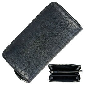 【美品】 ベルルッティ 長財布 イタウバ ロングジップウォレット カリグラフィ ヴェネチア ソフトカーフレザー インディゴデニム ベルルッティ ラウンドファスナー長財布 Berluti ベルルッティ 財布 メンズ 本革 ラウンドジップ ロングウォレット ブランド 中古