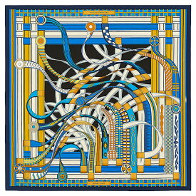 【5%OFF】 エルメス スカーフ カレ 90 ヴォルト エ ピルエット シルク マリン ゴールド クレーム マルチカラー HERMES エルメス カレ90 レディース 馬術 ホース 小物 大判 正方形 アクセサリー アパレル ブランド