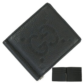 【新品】 グッチ 二つ折り財布 札入れ 小銭入れ無し マネークリップ付き ウォレット ジャンボGG レザー ブラック 黒 GGロゴ GUCCI グッチ 財布 メンズ 二つ折り札入れ コンパクト財布 本革 ビルクリップ ブランド